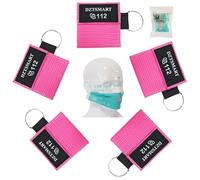 DZTSMART Maschera di ventilazione portachiavi, 5 pezzi CPR maschera portachiavi con moschettone, panno di ventilazione con valvola di ritegno, maschera tascabile per primo soccorso o allenamento AED (rosa)