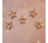 Dzxin Candeline Compleanno, 5 PCS Candele di Compleanno a Forma di Stella per Torta,Particolari Candeline Compleanno per Anniversario, Nozze, Partylite Candele Decorazioni Torte Compleann(Oro)