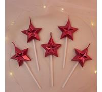 Dzxin Candeline Compleanno, 5 PCS Candele di Compleanno a Forma di Stella per Torta,Particolari Candeline Compleanno per Anniversario, Nozze, Partylite Candele Decorazioni Torte Compleann(Rosso)