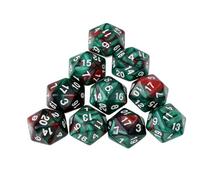 Dzxin Dadi D&D, 10 Pezzi Dadi Poliedrici Dadi 20 Facce, 20mm Dadi da Gioco per Giochi di Ruolo MTG DND da Tavolo (Rosso+Verde)
