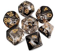 Dzxin DND Dadi,7PCS D&D Dadi Poliedrici per Dungeons and Dragons RPG MTG Giochi di ruolo da tavolo (Nero)