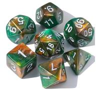 Dzxin DND Dadi,7PCS D&D Dadi Poliedrici per Dungeons and Dragons RPG MTG Giochi di ruolo da tavolo (Verde+Arancione)