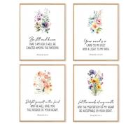 dzxnouart Set di 4 poster artistici da parete con salmi, stampa artistica con scrittura, fiori, salmi, regalo per ragazze e donne, senza cornice (50 x 75 cm)