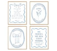 dzxnouart Set di 4 poster da parete con cocchetta, con versi ispiratori e fiocchi, immagini preppy per ragazze universitarie, idea regalo, senza cornice (21 x 30 cm)