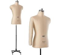 DZYHFCO Manichino da sarto femminile, completamente appuntabile, busto con braccia, abito maschile su ruote (nero, XXL-104)