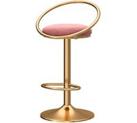DZYHFCO Moderni sgabelli da bar girevoli in velluto, altezza regolabile con schienale cavo e poggiapiedi, sala da pranzo, rosa, gambe dorate