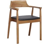 DZYHFCO Roedax - Sgabello da bar Hiroshima, per il tempo libero, con schienale, bracciolo, sedia creativa in legno massello con gambe in legno (pelle sintetica nera, D)