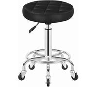 DZYHFCO Rolling Shop Sgabello per manicure con ruote, sgabello girevole da salone regolabile, sgabello da lavoro, sgabello da massaggio spa tatuaggio fotografia sgabello con pelle PU (nero)