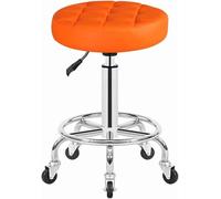DZYHFCO Rolling Shop Sgabello per manicure con ruote, sgabello girevole da salone regolabile, sgabello da lavoro, sgabello per massaggio spa, tatuaggi, fotografia, con pelle PU (arancione)