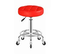 DZYHFCO Rolling Shop, sgabello per manicure, sedia con ruote, girevole, regolabile, banco da lavoro, massaggi, tatuaggi spa (rosso)