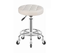 DZYHFCO Rolling Shop, sgabello per manicure, sedia con ruote, girevole, regolabile, banco da lavoro, massaggi, spa tatuaggio, bianco