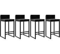 DZYHFCO Sedie da bar Sgabelli da bar contemporanei con schienale, rivestimento in morbido velluto e gambe in metallo, ideali per isole della cucina (nero, 65 cm)