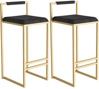 DZYHFCO Sedie da bar Sgabelli da bar contemporanei in velluto con schienale, sedie comode e gambe in metallo, perfetti per le isole della cucina (nero, 55 cm)