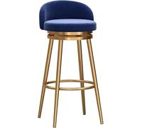 DZYHFCO Set di 1 sgabelli da bar girevoli in velluto blu con schienale, sgabelli da bar per la colazione, 65 cm, altezza bancone, gambe in metallo dorato, elegante aggiunta alla tua casa, 1 pezzo,