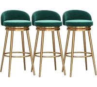 DZYHFCO Set di 1 sgabelli da bar girevoli in velluto blu con schienale, sgabelli da bar per la colazione, 65 cm, altezza bancone, gambe in metallo dorato, elegante aggiunta alla tua casa, 1 pezzo,