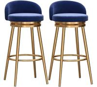 DZYHFCO Set di 1 sgabelli da bar girevoli in velluto blu con schienale, sgabelli da bar per la colazione, 65 cm, altezza bancone, gambe in metallo dorato, elegante aggiunta alla tua casa, 1 pezzo,