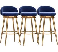 DZYHFCO Set di 1 sgabelli da bar girevoli in velluto blu con schienale, sgabelli da bar per la colazione, 65 cm, altezza bancone, gambe in metallo dorato, elegante aggiunta alla tua casa, 1 pezzo,