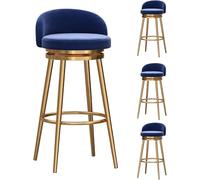 DZYHFCO Set di 1 sgabelli da bar girevoli in velluto blu con schienale, sgabelli da bar per la colazione, 65 cm, altezza bancone, gambe in metallo dorato, elegante aggiunta alla tua casa, 1 pezzo,