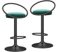 DZYHFCO Set di 1 sgabelli da bar girevoli moderni con schienale cavo, regolabili, in velluto (2 pezzi, gambe nere)