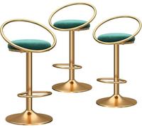 DZYHFCO Set di 1 sgabelli da bar girevoli moderni con schienale cavo, regolabili, in velluto (3 pezzi, gambe dorate)