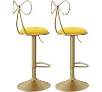 DZYHFCO Set di 2 sgabelli da bar con rotazione a 360° e seduta regolabile, in velluto, senza braccioli, con poggiapiedi (B)