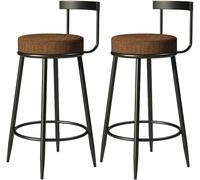 DZYHFCO Set di 2 sgabelli da bar da cucina, moderni, alti e con gambe rotonde imbottite e in metallo, per la casa (marrone, 65 cm)