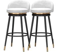 DZYHFCO Set di 2 sgabelli da bar girevoli imbottiti in velluto con schienale e poggiapiedi per bancone della cucina, colazione alta