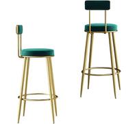 DZYHFCO Set di 2 sgabelli da bar in velluto, imbottiti con schienale e gambe in metallo, per la colazione (verde)