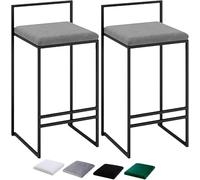 DZYHFCO Set di 2 sgabelli da bar, sedia da cucina, sgabelli da bar con morbido cuscino in velluto, capacità di carico dell'orso 200 kg, sgabelli dal design moderno per bancone della cucina (grigio, 65
