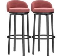 DZYHFCO Set di 3 sgabelli da bar, con seduta girevole a 460°, base in metallo dorato, in velluto, per cucina a isola (rosa, 2 pezzi)
