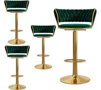 DZYHFCO Set di 4 sedie da caffè girevoli a 360°, con struttura in metallo, per il tempo libero, alla moda, con morbido cuscino per seduta (verde, altezza 65-80 cm)