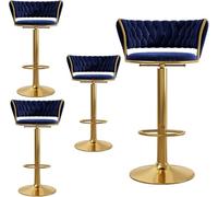DZYHFCO Set di 4 sedie da caffè girevoli a 360°, con struttura in metallo, per il tempo libero, alla moda, con morbido cuscino per seduta (blu, altezza 65-80 cm)