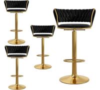 DZYHFCO Set di 4 sedie da caffè girevoli a 360 gradi, con struttura in metallo, per il tempo libero, alla moda, con morbido cuscino per seduta (nero, altezza 65-80 cm)