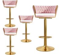 DZYHFCO Set di 4 sedie da caffè girevoli a 360 gradi, con struttura in metallo, sgabelli da bar alla moda per il tempo libero, con morbido cuscino per seduta (rosa, altezza 45-60 cm)