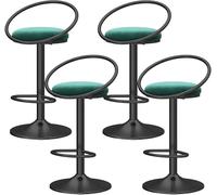 DZYHFCO Set di 4 sgabelli da bar girevoli con retro cavo, moderni e regolabili (verde, gambe dorate)