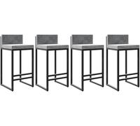 DZYHFCO Sgabelli da bar contemporanei con schienale, morbidi rivestimenti in velluto e gambe in metallo, ideali per le isole della cucina (grigio, 65 cm)