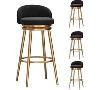 DZYHFCO Sgabelli da bar girevoli in velluto blu set di 1 sgabelli con schienale fattoria cucina colazione bar altezza 65 cm gambe in metallo oro aggiunta elegante alla tua casa, 1 pezzo, nero, 38 x 38