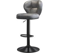 DZYHFCO Sgabelli da bar girevoli moderni e compatti, 62, 82 cm, altezza del bancone, sedie imbottite in ecopelle con schienale (grigio, gambe nere)