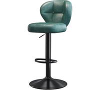 DZYHFCO Sgabelli da bar girevoli moderni e compatti, 62, 82 cm, altezza del bancone, sedie imbottite in ecopelle con schienale (gambe verdi, nere)