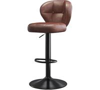 DZYHFCO Sgabelli da bar girevoli moderni e compatti, 62, 82 cm, altezza del bancone, sedie imbottite in ecopelle con schienale (marrone, gambe nere)