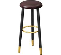 DZYHFCO Sgabelli da bar in pelle nera, rotondi, con poggiapiedi, seduta moderna senza schienale per sala da pranzo (marrone, 53 cm)
