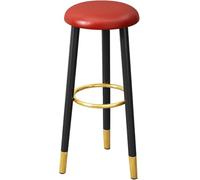 DZYHFCO Sgabelli da bar in pelle nera, rotondi, con poggiapiedi, seduta moderna senza schienale per sala da pranzo (rosso, 63 cm)