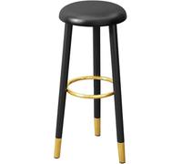 DZYHFCO Sgabelli da bar in pelle nera, rotondi, con poggiapiedi, seduta moderna senza schienale per sala da pranzo (nero, 63 cm)