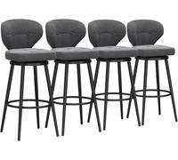DZYHFCO Sgabelli da bar in velluto imbottito con schienale, girevole a 360°, design per isole e caffè da cucina (grigio, 4 pezzi, 65 cm)