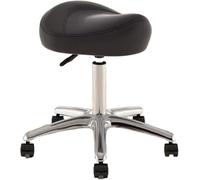 DZYHFCO Sgabello a sella regolabile, girevole a 360°, con ruote in poliuretano e base in metallo, per igienisti dentali, colore: nero