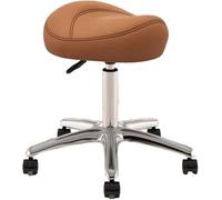 DZYHFCO Sgabello a sella regolabile, girevole a 360°, con ruote in poliuretano e base in metallo, per igienisti dentali, colore: marrone