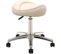 DZYHFCO Sgabello a sella regolabile, girevole a 360°, con ruote in poliuretano e base in metallo, per igiene dentale (beige)