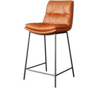 DZYHFCO Sgabello da bar altezza con schienale, sedia alta con seduta imbottita più grande, metallo nero opaco (arancione, 75 cm)