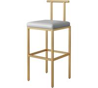 DZYHFCO Sgabello da bar con schienale, in pelle ecologica in poliuretano, altezza 65 cm, per casa, bar, sala da pranzo o caffetteria (grigio, altezza 75 cm)