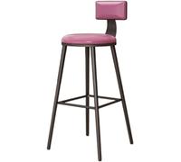 DZYHFCO Sgabello da bar industriale con schienale in pelle PU, alto per cucina, colazione, gambe in metallo nero, per soggiorno, rosa, altezza seduta 55 cm